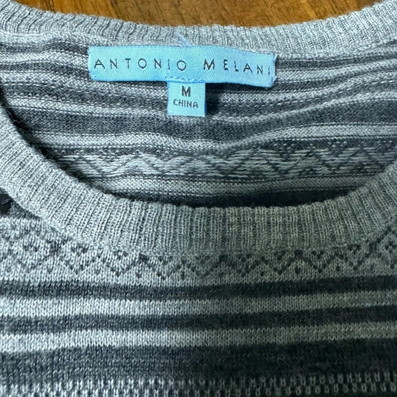 Antonio Melani Wool Blend Long Sleeve Sweater Sequin Stripes Cozy Size Med - Picture 7 of 7